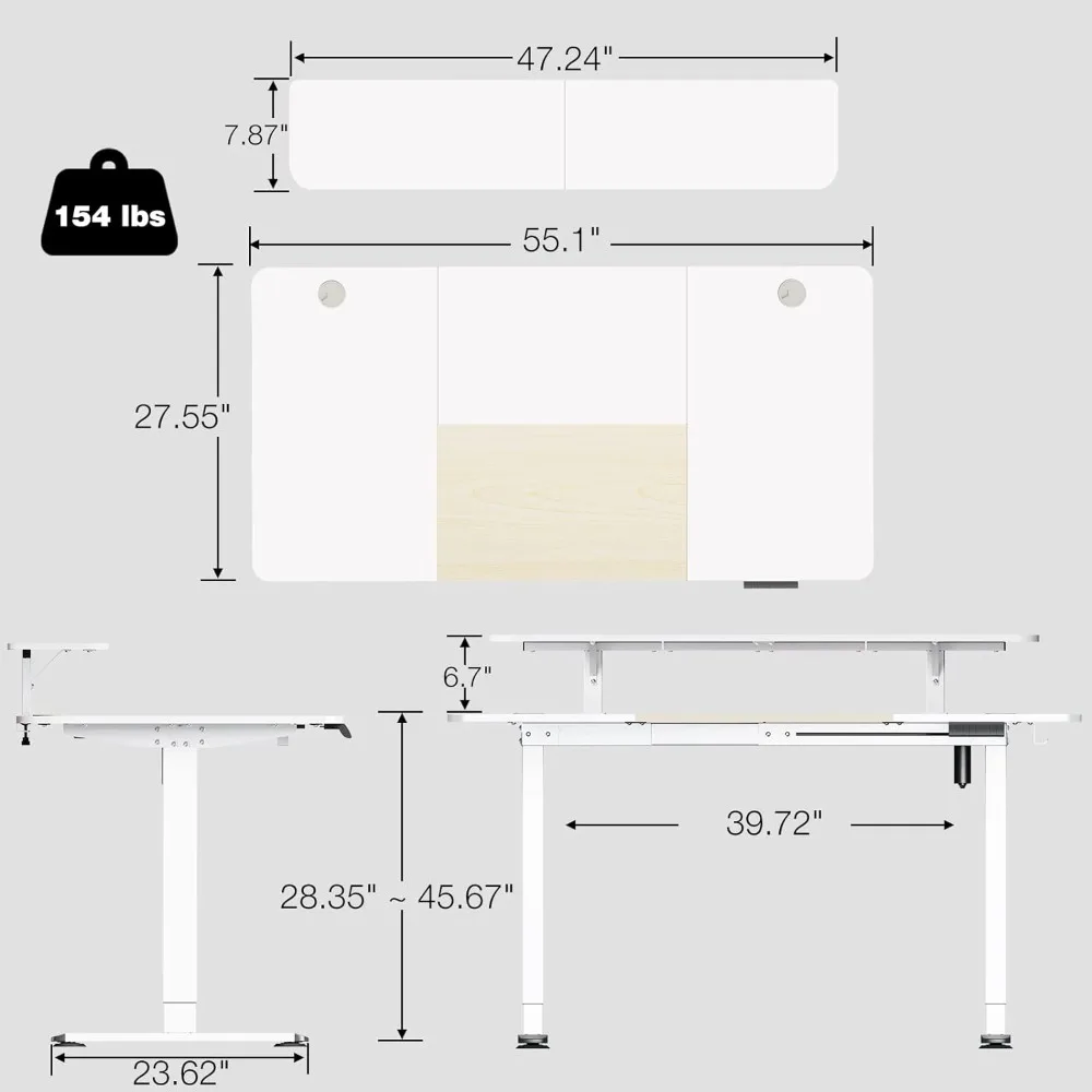 with Wheels, Height Adjustable Stand up Desk with a Monitor Stand Riser, Standing Computer Desk with Memory Controllers,