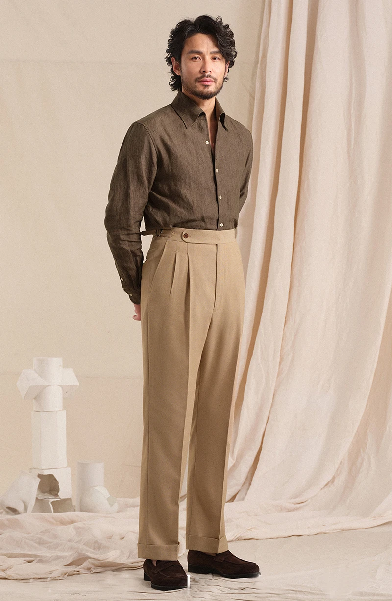 Мужские брюки из 100% натурального льна, элегантная и роскошная мужская мода для деловой повседневной одежды, удобная и дышащая