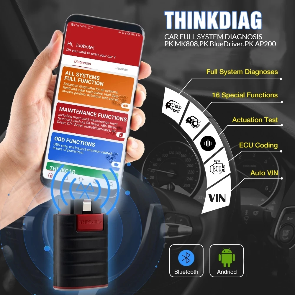 Thinkdiag Old Version Full System for Android/IOS OBD2 Scanner Automotive Diagnostic Tools ECU Coding PK X431 iDiag Easydiag 3.0