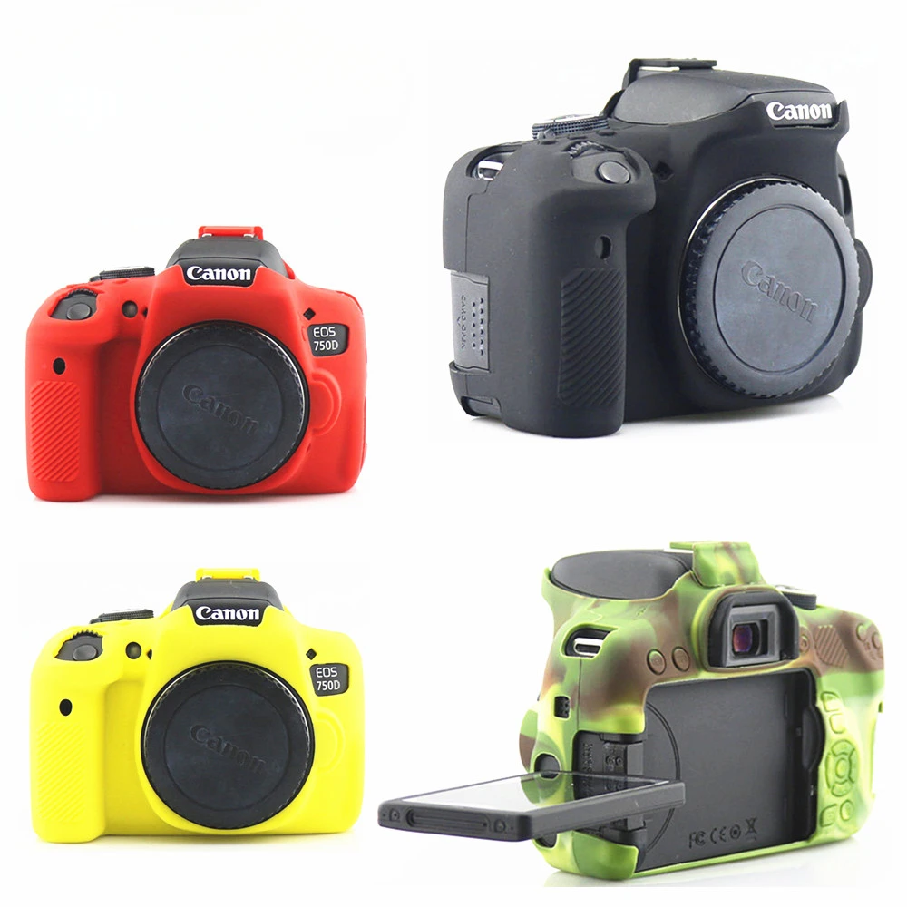 For Canon EOS 750D Silicone Armor Skin Case Body Cover Protector DSLR Camera Bag Rebel T6i