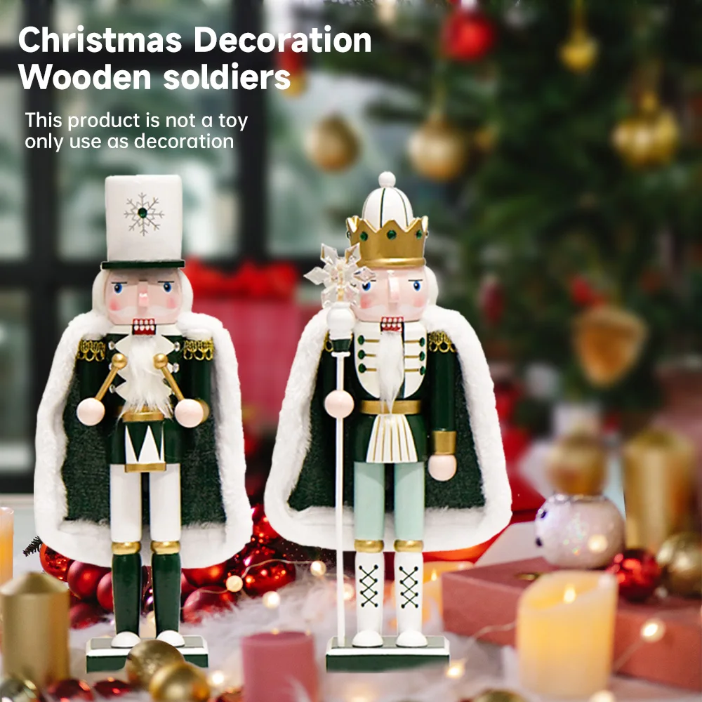 30cm Nutcracker Soldier Puppet Wooden Nutcracker Statues Cloak Handicraft Doll Toy Christmas Navidad New Year Home Decoration