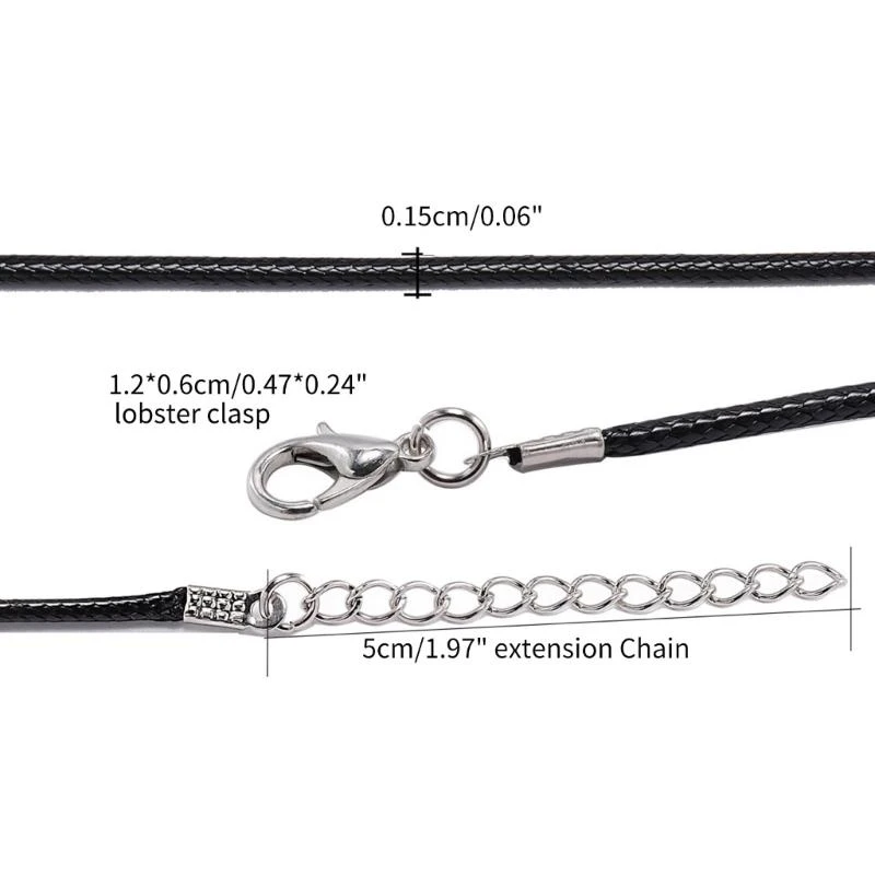 1.5mm Handmade Leather With Lobster Clasp String Cord Adjustable Braided Rope For DIY Necklaces Pendant Charm Findings