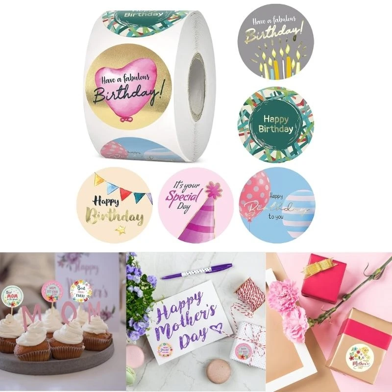 500count Stiker Pengepakan Bunga 1 inci Stiker Segel Hari untuk Hari