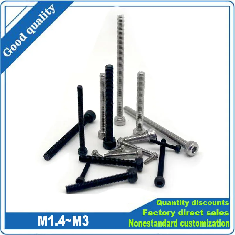 50pcsM1.4M1.6M2M2.5M3304A2StainlessBlack12.9GradeSteelDIN912HexagonHexSocketHeadCapAllenBoltScrewL=2-30mm-AliExpress