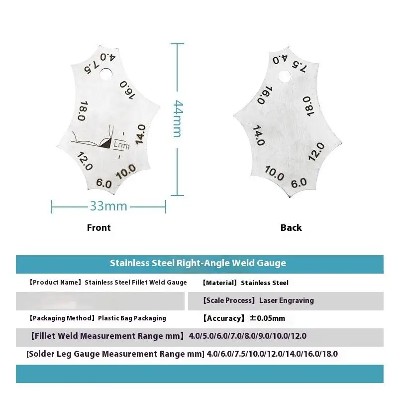 Gauge Ruler Welder Inspection Tool Welding Joint Two-piece Gauge Fillet Weld Welding Throat Depth Leg Length