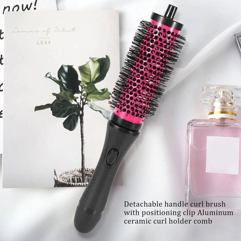 Brosse à Cheveux avec Poignée Amovible, 6 Pièces/Ensemble, 3 Poignées, Rouleau avec Clips de Positionnement, Baril en Céramique d'Aluminium, Bigoudi, Peigne de Coiffeur