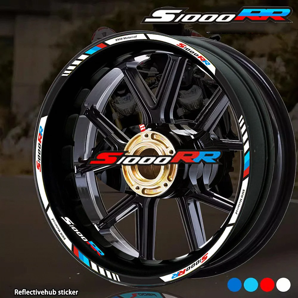 S1000RR สติกเกอร์สะท้อนแสงติดล้อรถจักรยานยนต์, สติ๊กเกอร์ขอบ17สีแดงขาวสำหรับ BMW S R RR S1000 1000 2012 2019 2023