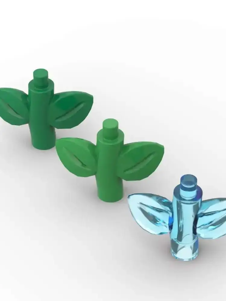 MOC 10 pièces 1747 tige de plante tige avec barre blocs de construction support 2 feuilles briques éducatives particules jouet enfants cadeaux d'anniversaire
