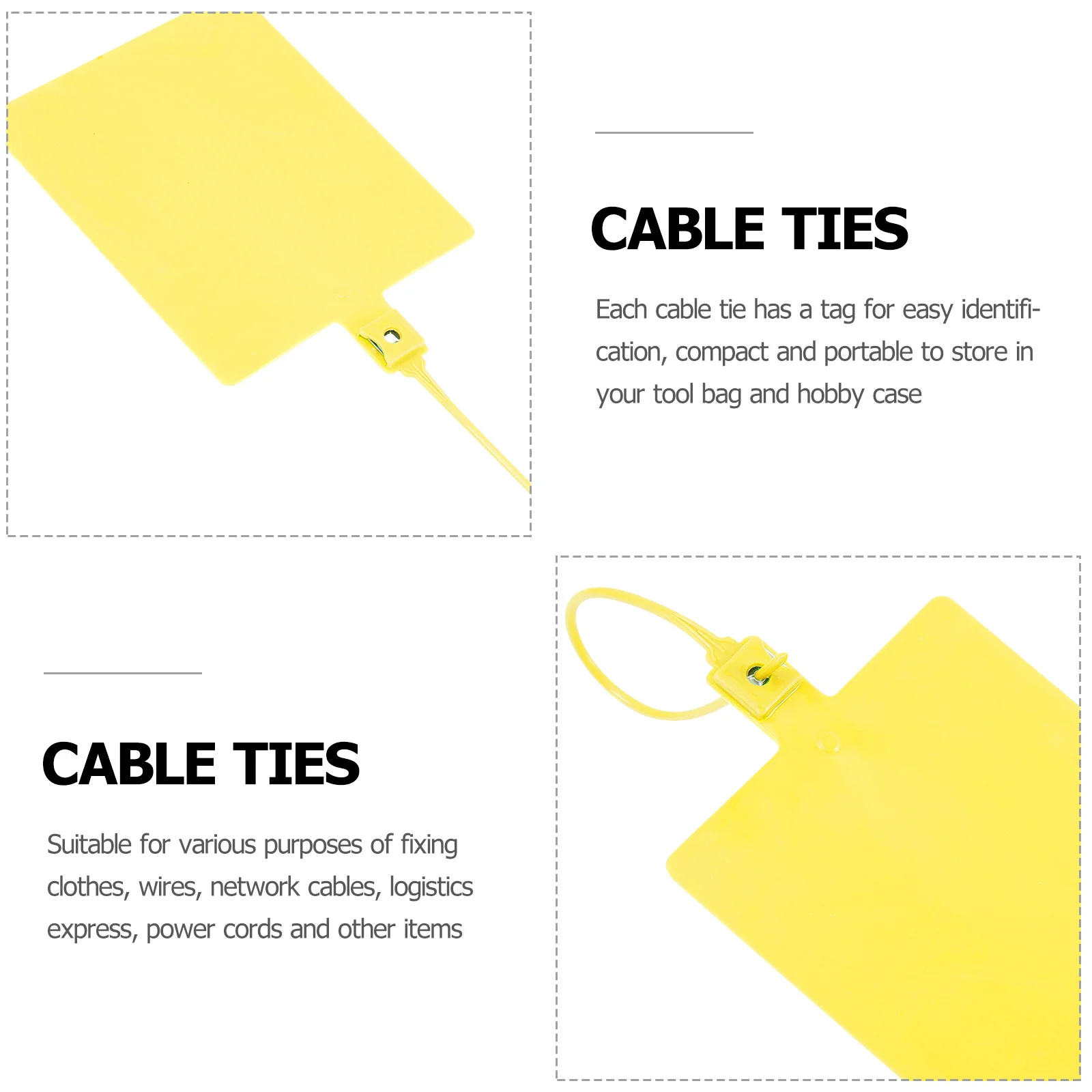 

100Pcs Secure Cable Ties with Tags Plastic Wire Label Zip Ties Fast Locking Cable Tags for Network Power Cords Garage