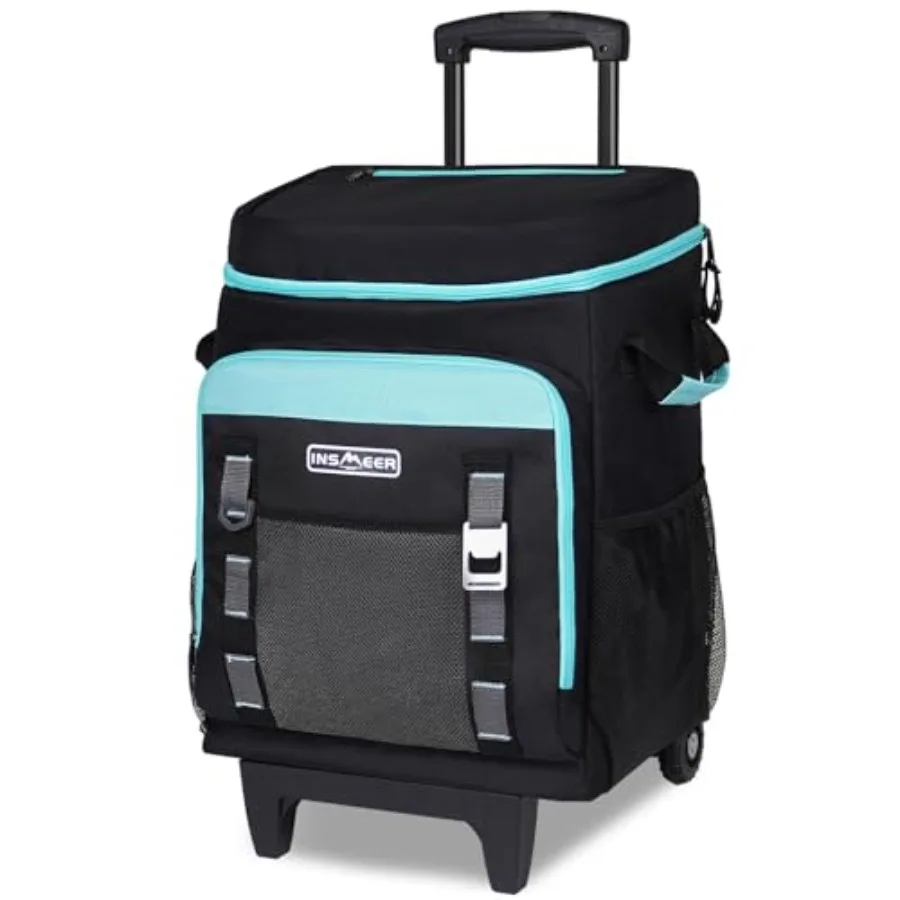 

Cooler with Wheels and Handle 80 Cans/50L Rolling Cooler Portable Soft Sided Cooler with Wheel 2-in-1 Collapsible Trolley Cart