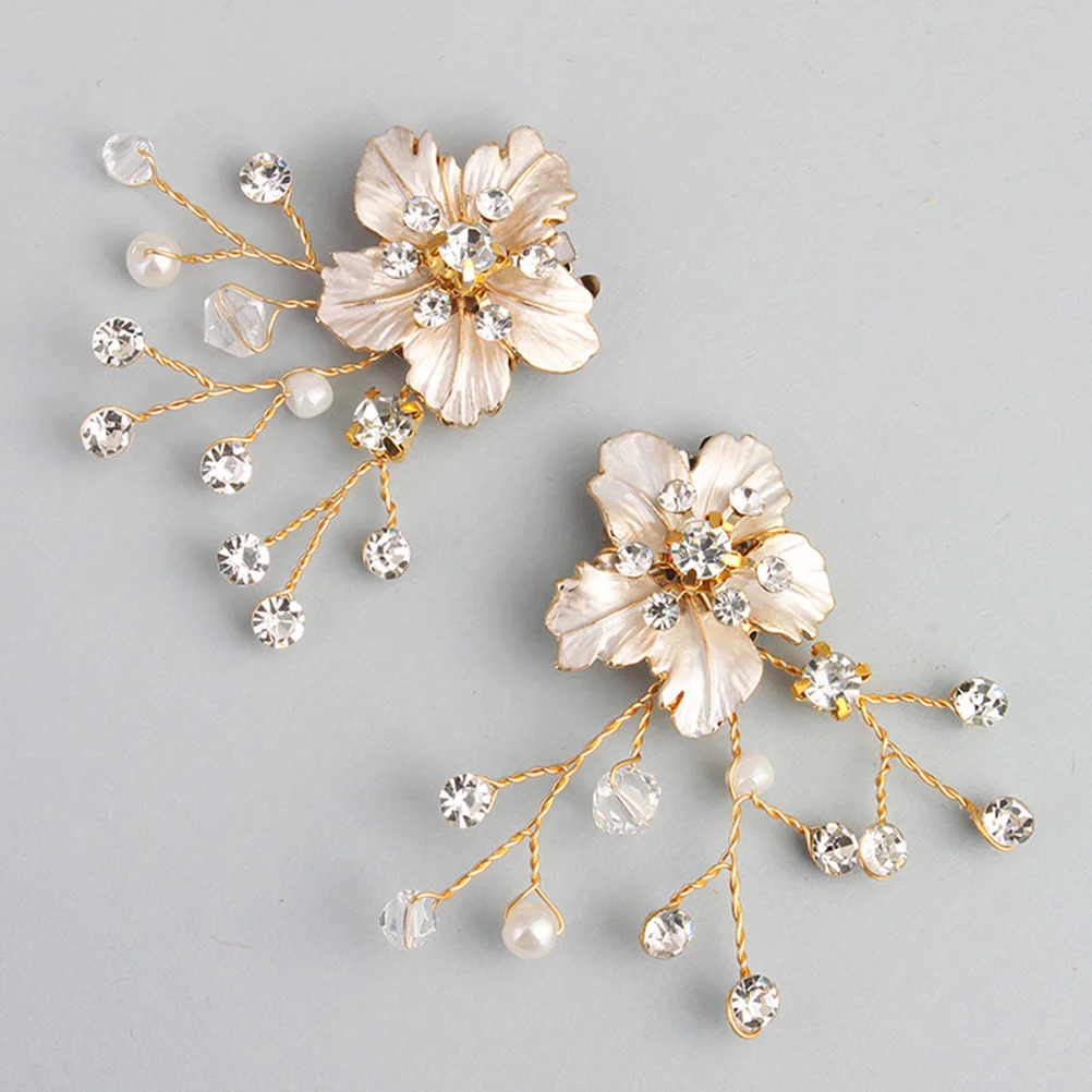 

1 Pair Rhinestone Pearl Shoe Buckle Golden Flower Design For Women Wedding Party Flat Boot Sandal Decoration Banquet Clip