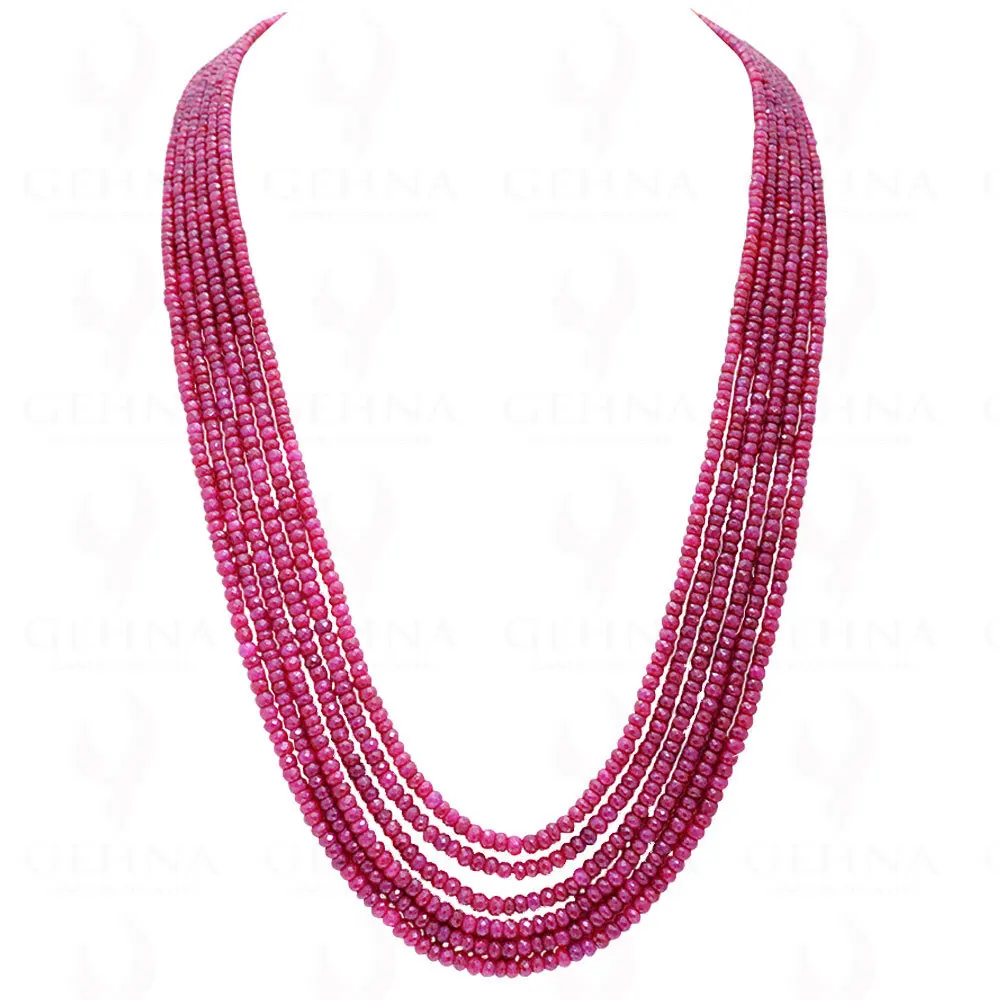 

6 Layers Ruby Gemstone Faceted Beads Necklace