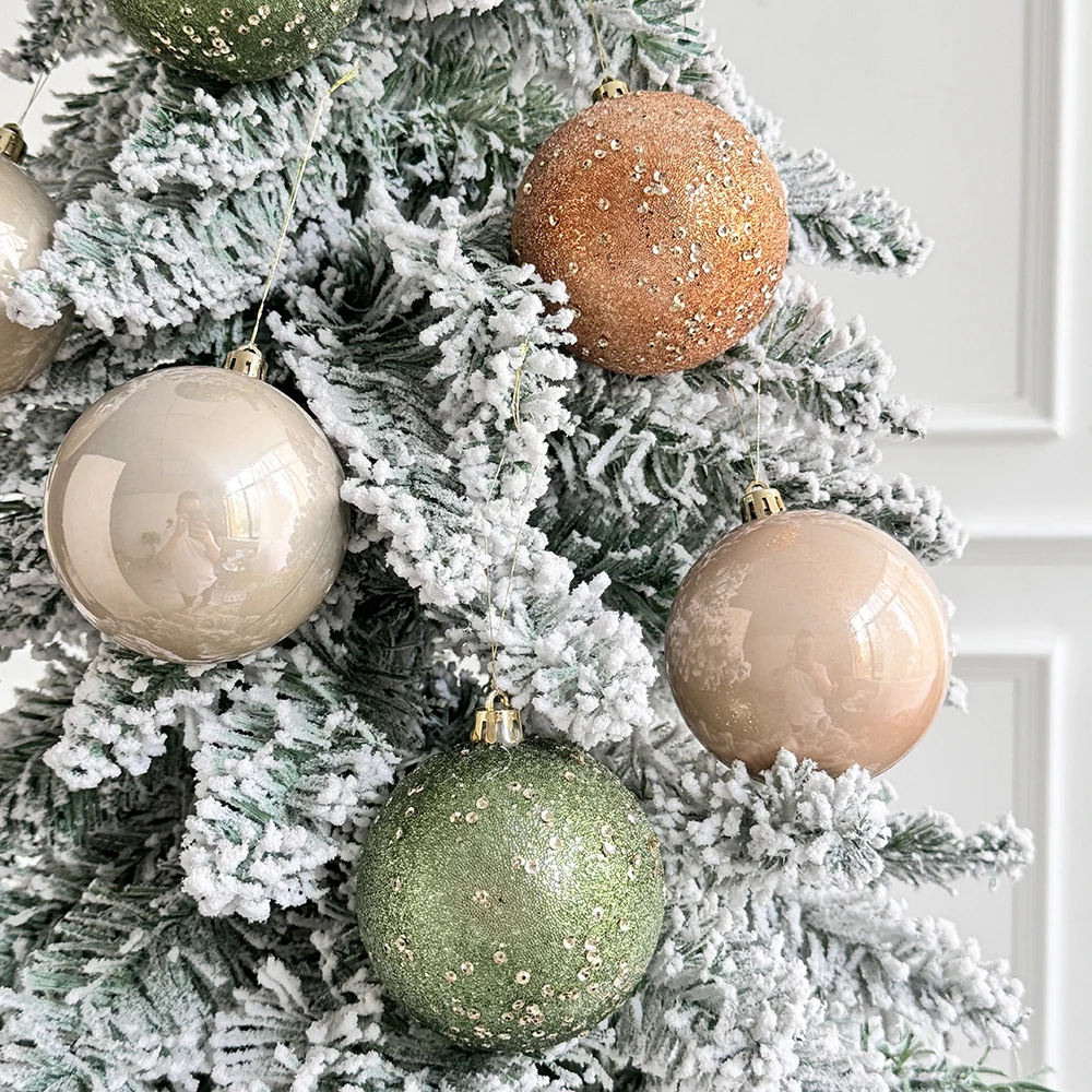 3/4pcs 8cm Champagne Gold Green Christmas Ball Ornaments Shatterproof Xmas Tree Hanging Ornaments Home New Year Xmas Decor 2025