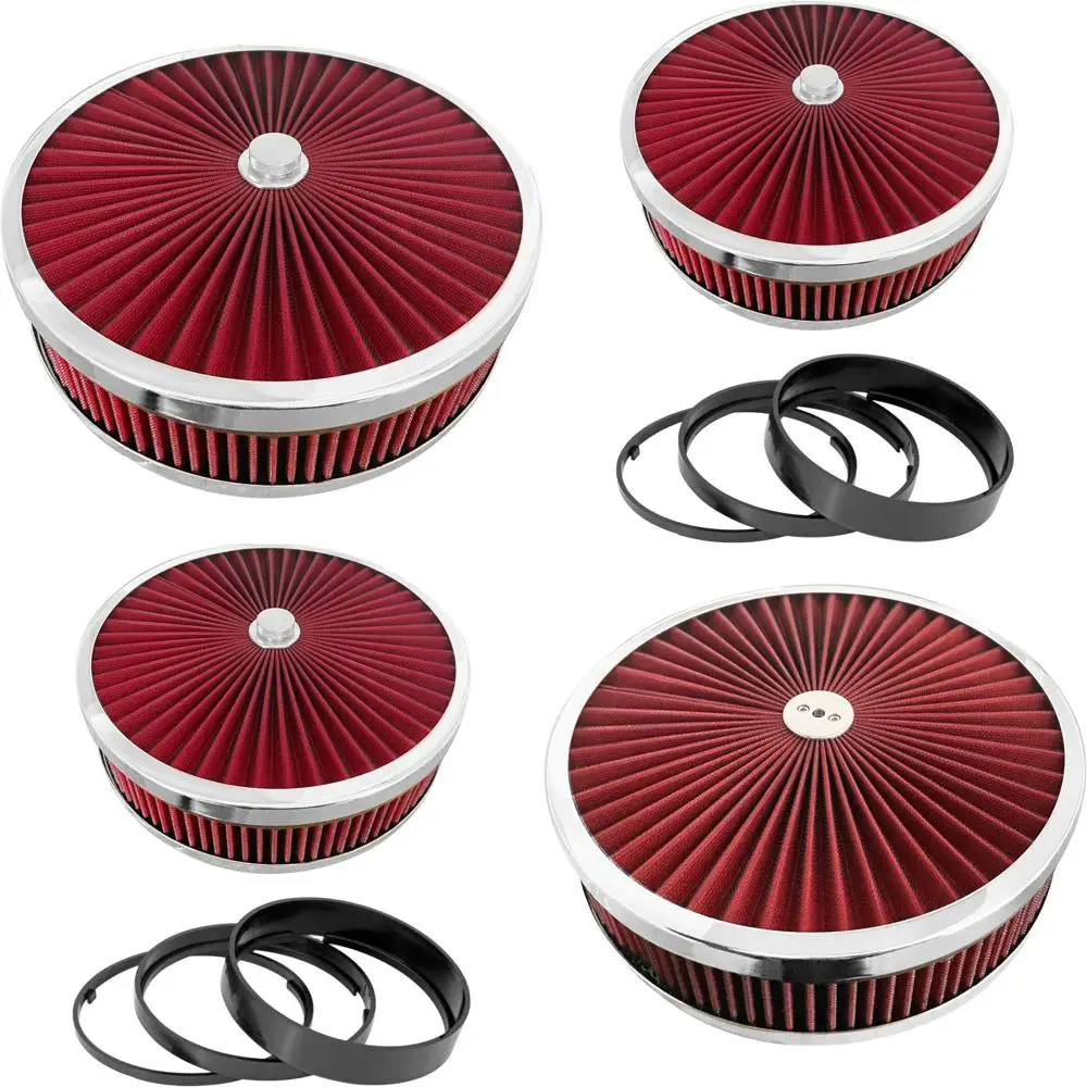 

14 x 2 Washable Reusable Air Filter Kit for V8 Engines, Includes Mounting Hardware & Riser
