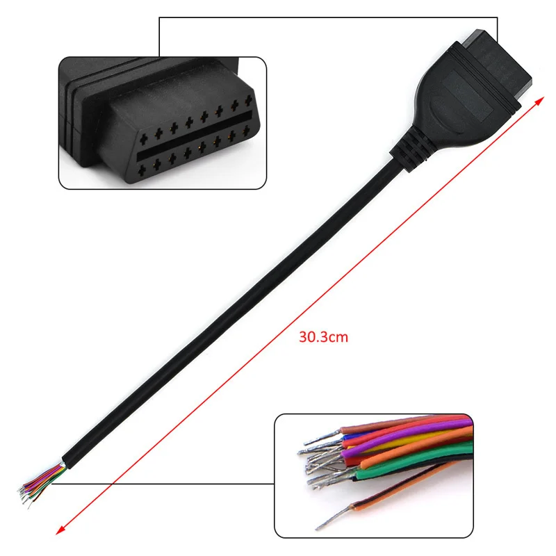 30cm OBD OBD2 16Pin Female Extension Opening Cable Car Diagnostic Tool Interface Connector OBD 2 OBD II Female Converter