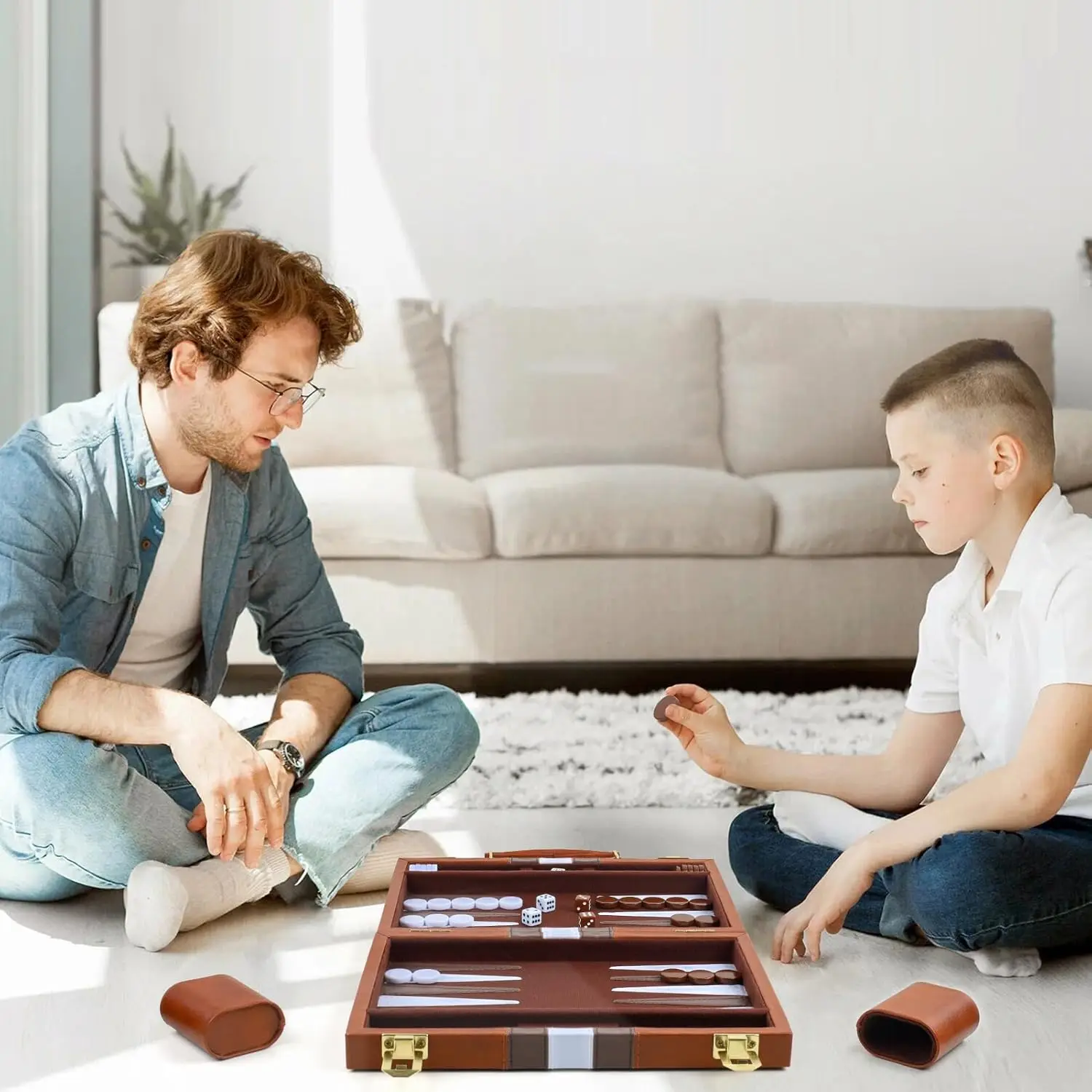 

Sets for Adults Board Game with PU Leather Case Portable and Travel Set (Brown, 11inch)