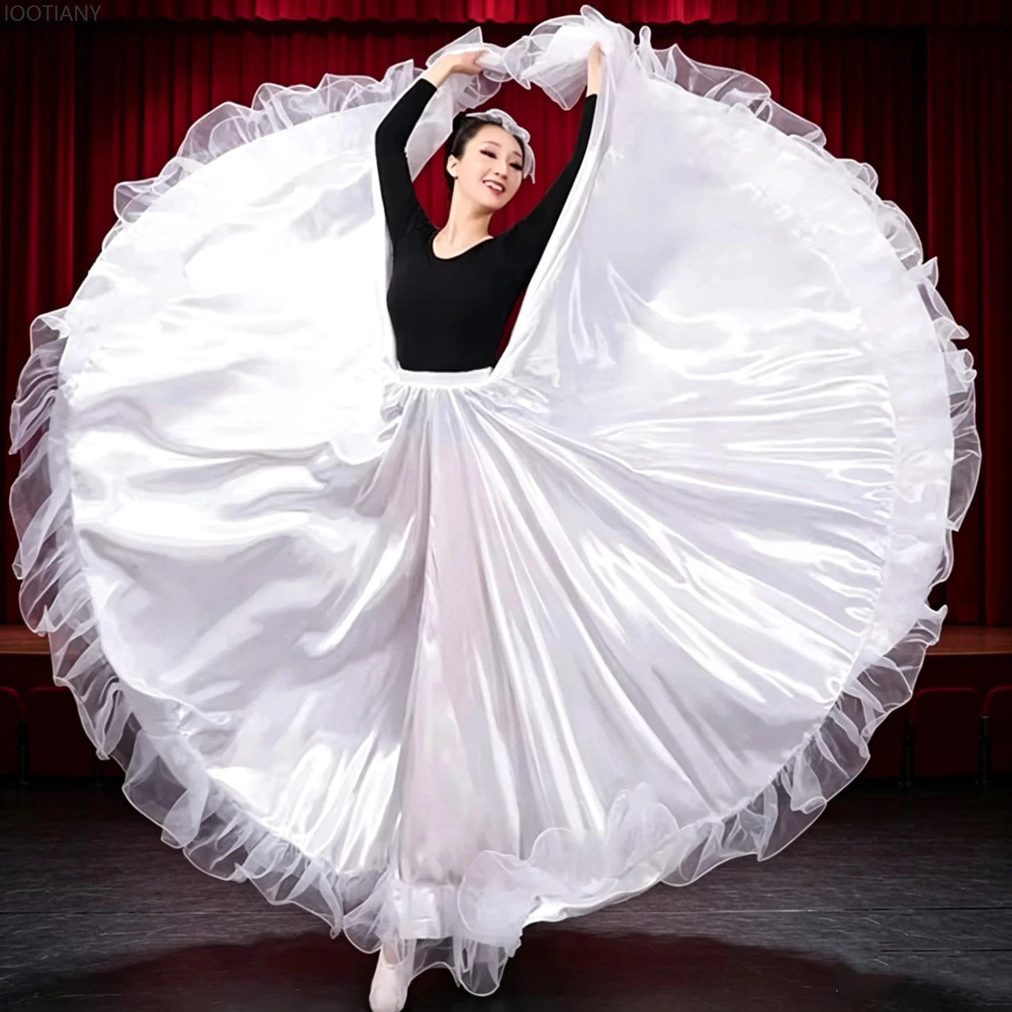 saia-de-danca-feminina-elegante-de-cetim-com-barra-franzida-longa-e-evase-estilo-maxi-flamenco-para-apresentacoes-de-palco-e-festas-de-danca
