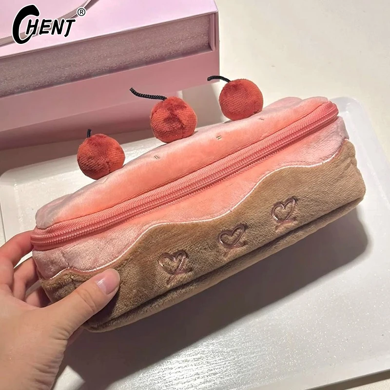 bolsa de armazenamento de desktop para meninas bolo de cereja bonito bolsa de caneta de alta beleza desenhos animados 01