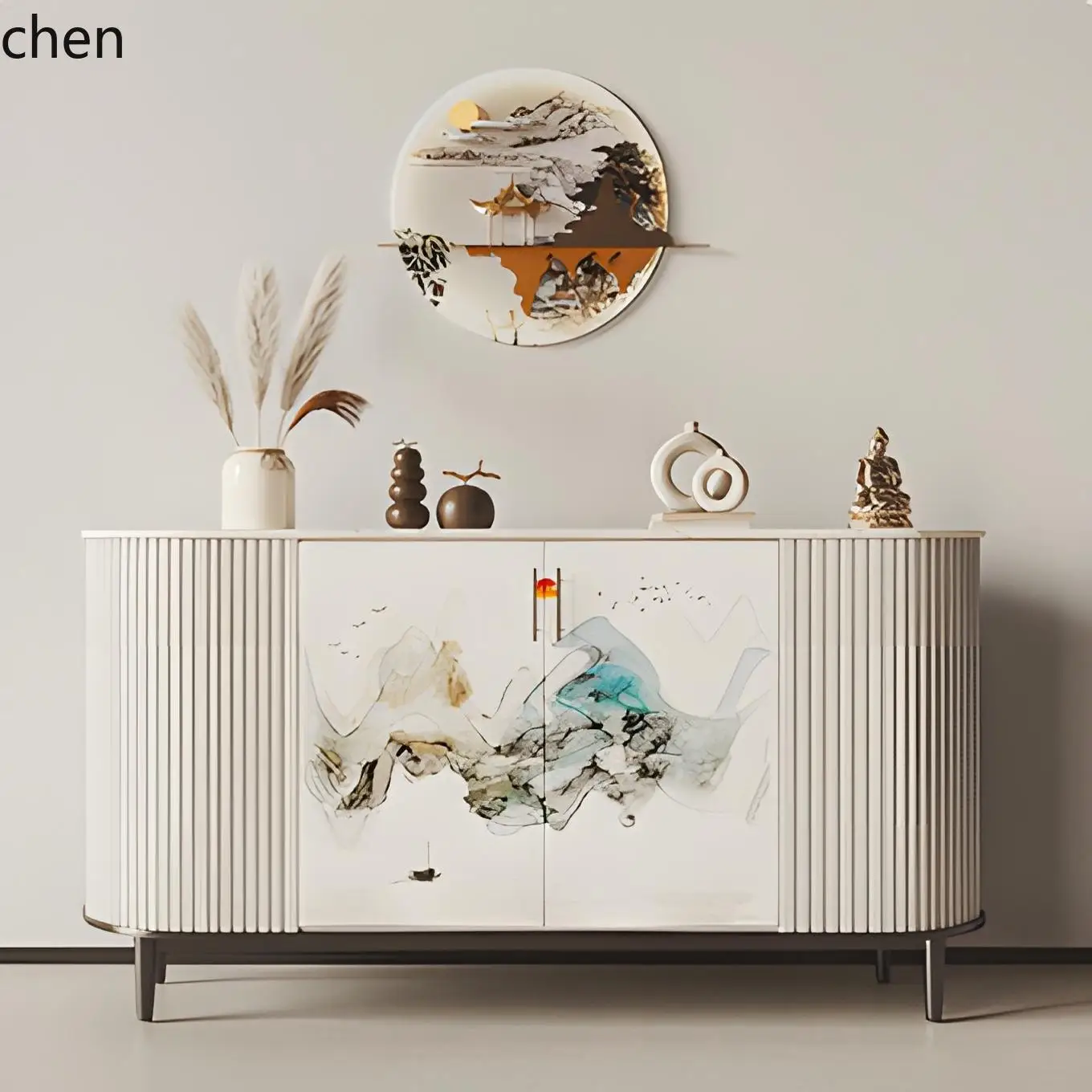 ZML new Chinese-style door-to-door solid wood door cabinet living room light luxury modern simple decorative cabinet