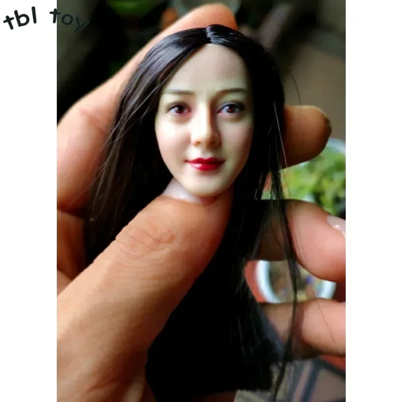 1/6 Scale Female Soldier Head Carving Asian Beauty Dilireba Ancient Double Bun Hair Style Model for 12in Wheat PH TBL JIAOU DOLL