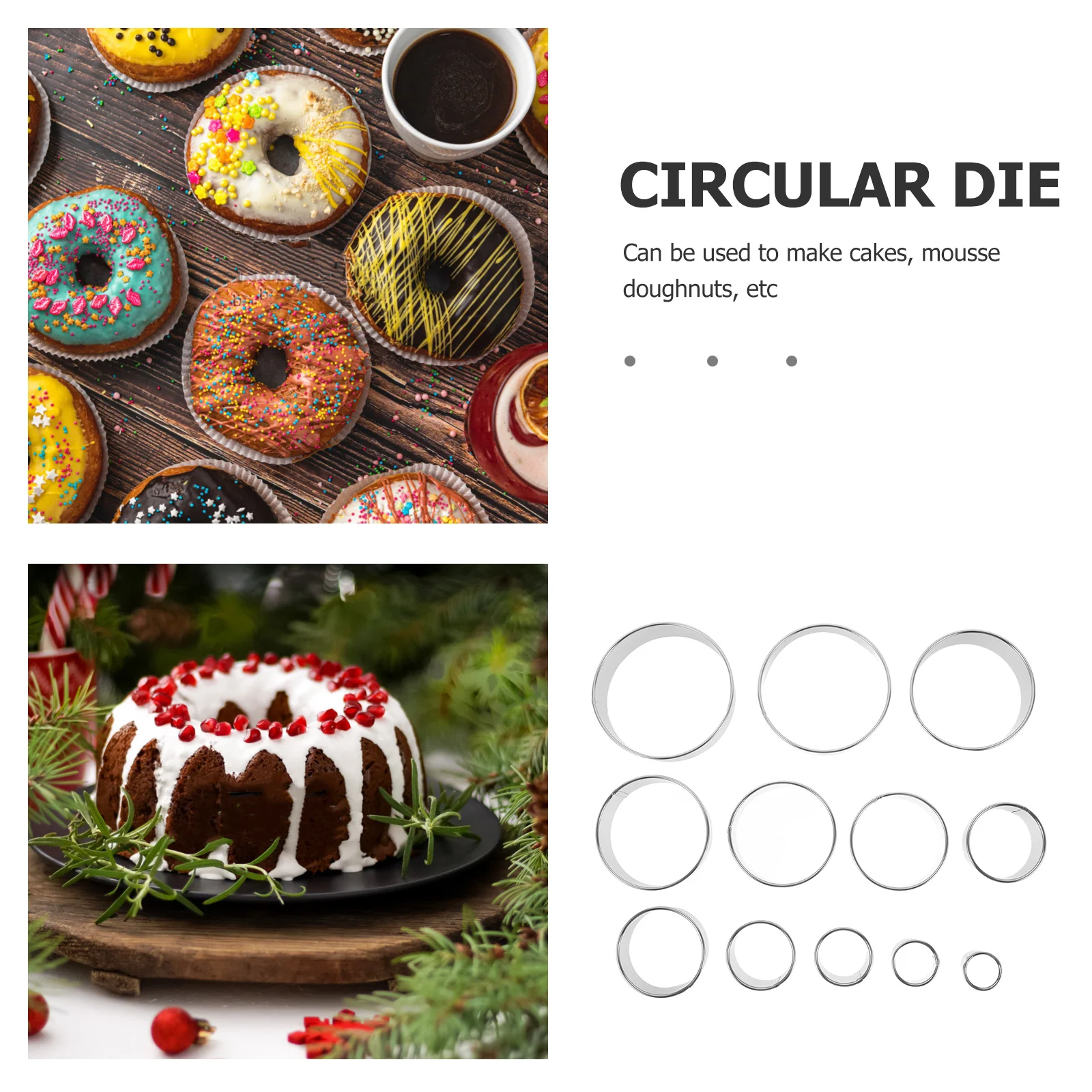 1 set Stainless Steel Ring Set Cake Baking Tool Mousse Cake Mold Non-Stick Reusable Kitchen Tool Tart Ring Diy Baking Supply