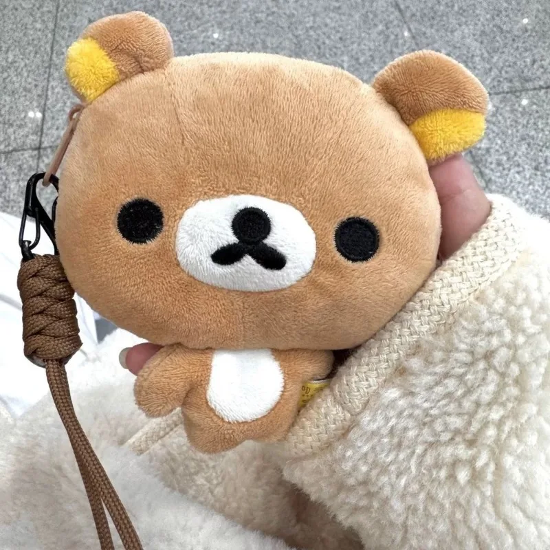 10CM Rilakkuma Big Head Lanyard Plush Coin Purse Wallet Creative Cartoon Japanese San-X Korilakkuma Bear Plush Storage Bag Gift