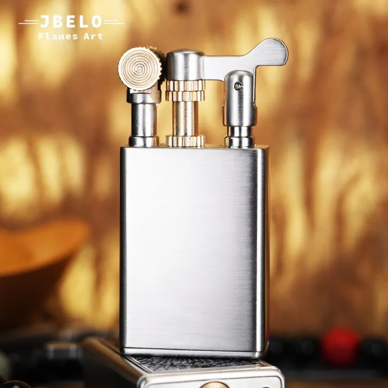 Vintage Metal Trench Lighter Grinding Wheel Wick Kerosenes Gasolines Lighter Antique Portable Cigarette Lighter Men Smoking