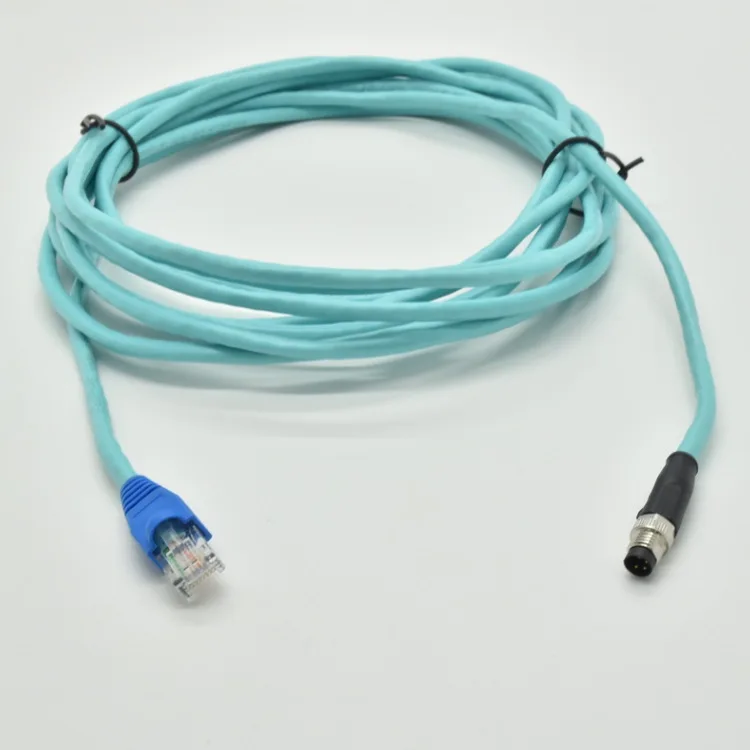 M8-4P male injection molded wire to RJ45 crystal head waterproof connector with wire length of 5 meters Electronic Data Systems