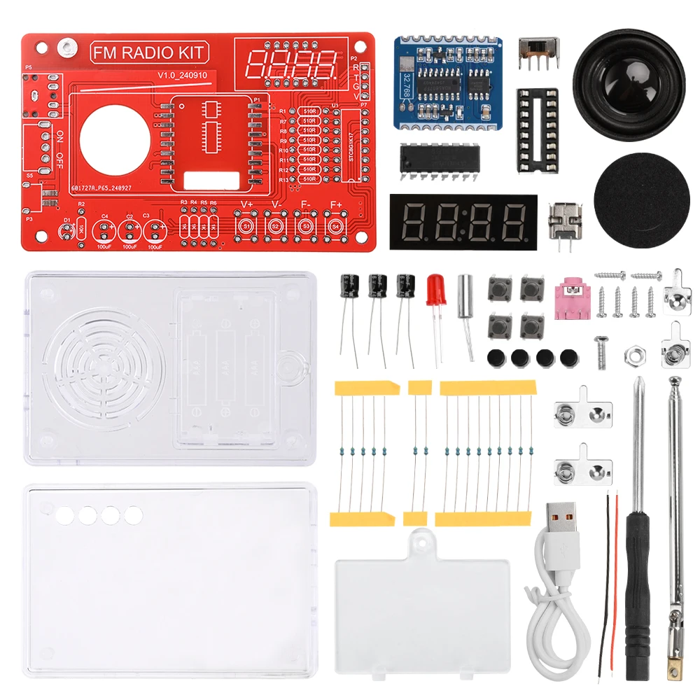 DIY Electronic Kit FM Radio Production Kit Circuit Board Making Loose Parts 87Hz-108KHz Receiver RDA5807 3W Speaker With Antenna