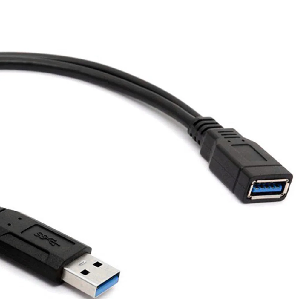 Acessórios para PC externos USB duplo USB 3.0 fêmea para USB duplo tipo A macho cabo de extensão de dados de energia extra preto