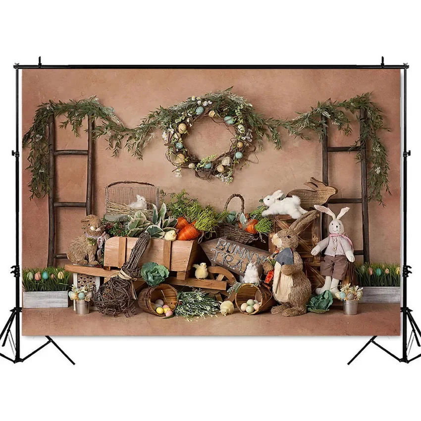 写真スタジオ用のイースターエッグの背景、新生児用のウサギの写真の背景、ウサギのニンジンの装飾、ポートレート写真、春
