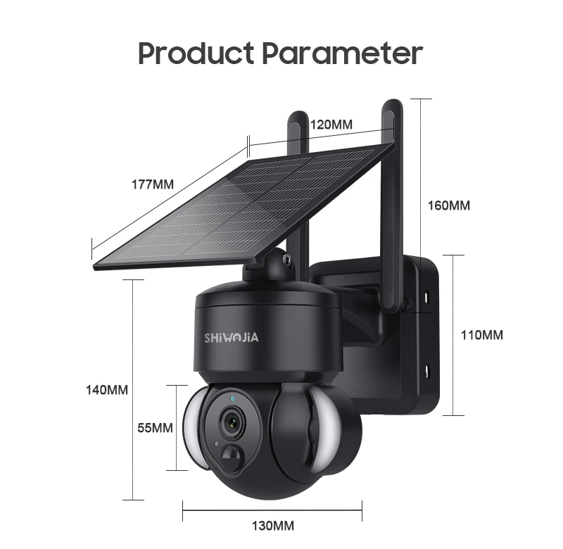 SHIWOJIA Outdoor Camera 4G / Wifi Solar Powered 7500mAh Battery with 5W Solar Panels 4MP Color Night Vision Wireless Garden CCTV