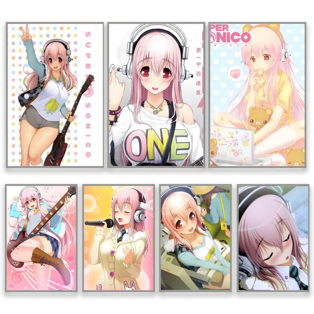 Cute Anime Super S-Sonico Poster Waterproof Canvas Art Wrinkle Free Wall Hanging For Home Living Room Bedroom Decor