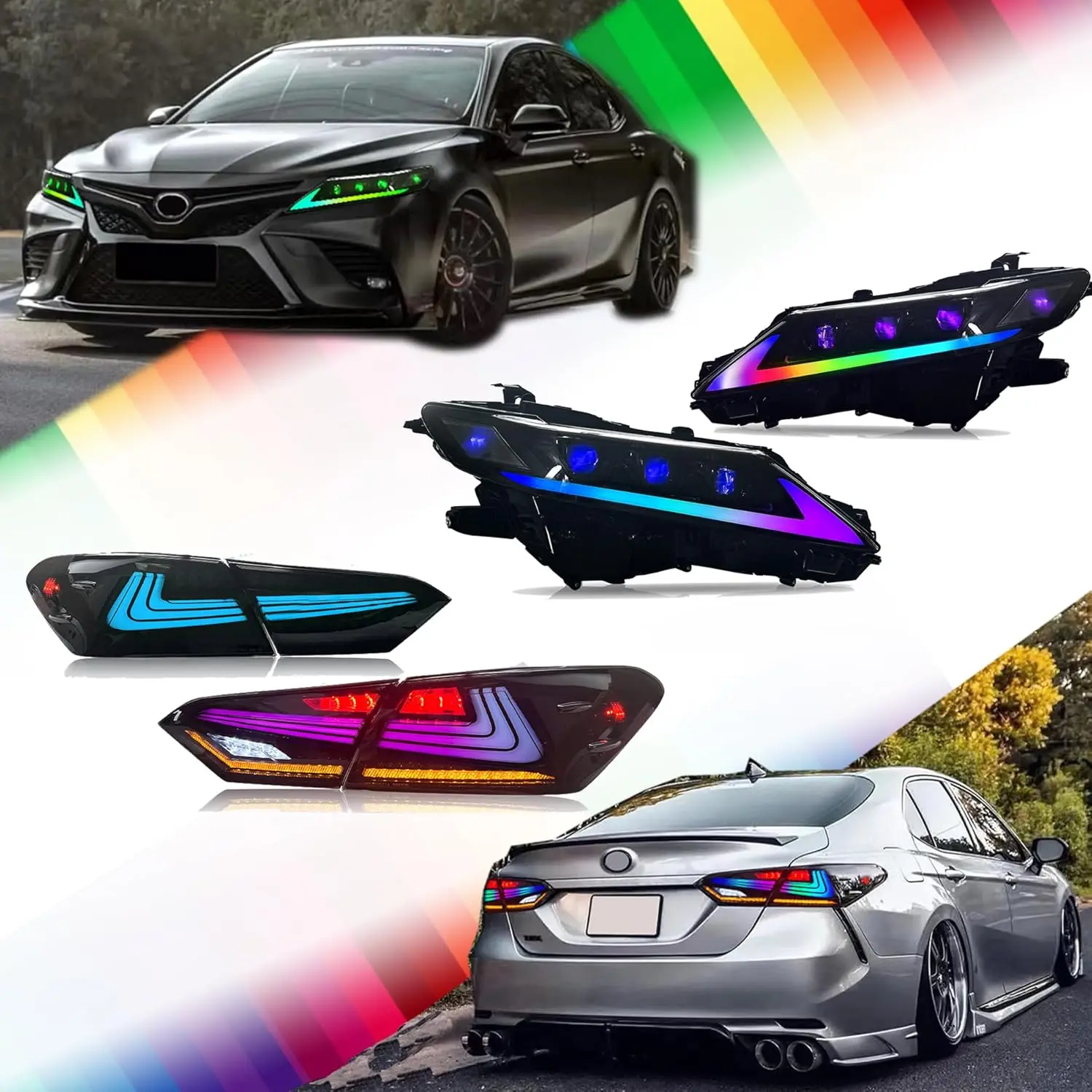 

1Set RGB LED Headlights Assembly & Taillights for Toyota Camry 8th Gen 2018-2023 Light Assembly Headlights Assembly+Taillights