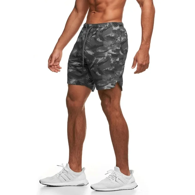 Pop  Mesh Summer Camouflage Shorts Men's Ice Silk Loose Pants Bermuda Shorts Beach Pants Running Sports Shorts Free Shipping