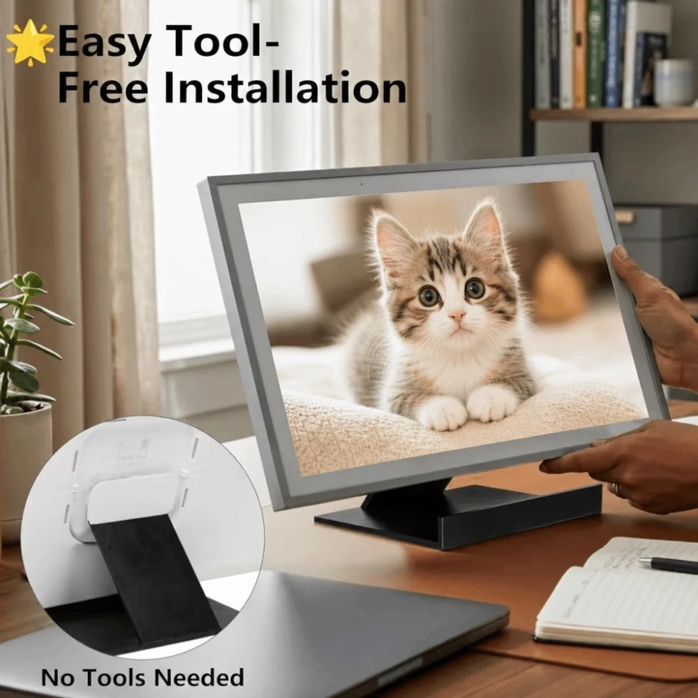 Non-Slip Base Desktop Stand Widened Base Sturdy Display Stand Bracket Tool-Free Setup Space-Saving Stable Base Stand Home Office