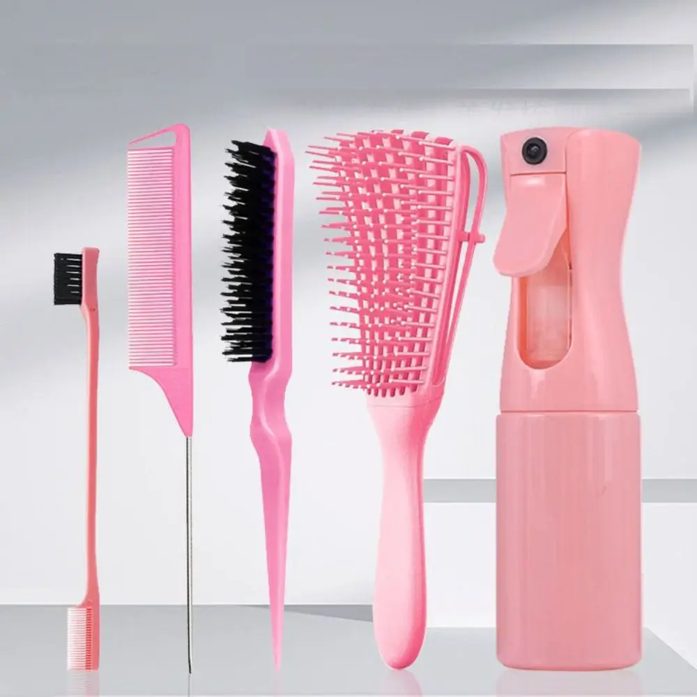 

5 Pcs New Plastic Hair Styling Tools Set Spray Bottle Unisex Hair Styling Comb Set Tip Tail Comb Hair Tools Teasing Hair Brush
