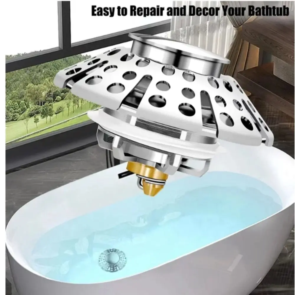 

Press Type Stoppers Brass ABS Tub Drain Stoppers Upgraded Drainage Efficiency Leak-proof Design Detachable Drain Stoppers