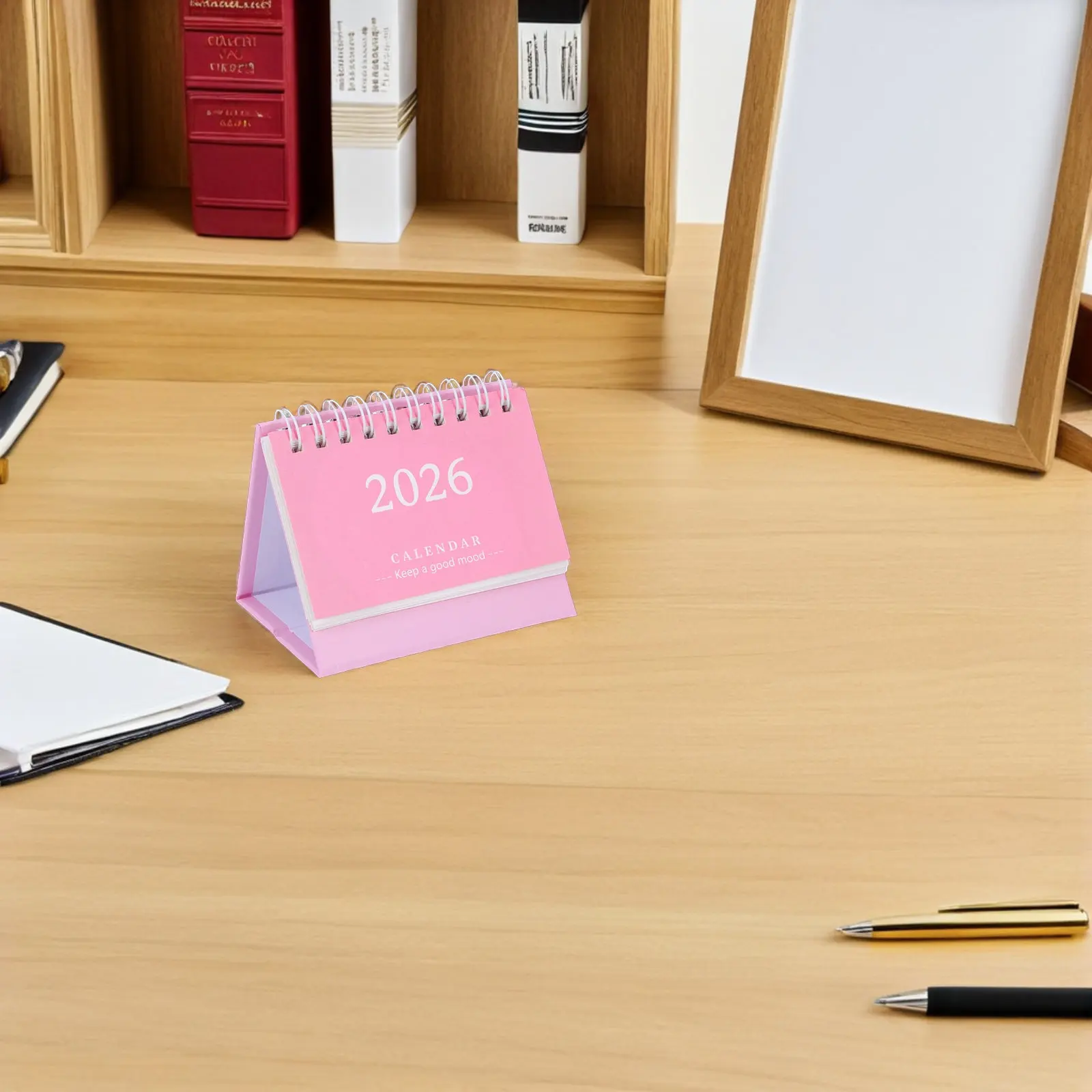2026 Desk Calendar Mini Standing Flip Calendar Compact Foldable Design Smooth Writing Thick Paper Daily Planner for Office Home