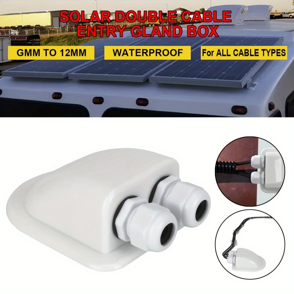 Solar Cable Motorhome Junction Box Double Hole Cable Entry Gland Box Car Roof Wire Entry Gland Box for RV Caravan Accessories