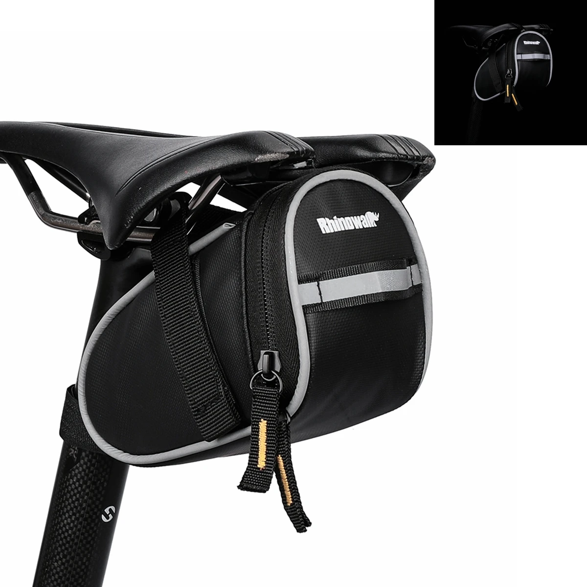 Borsa da sella per bici 0.8L piccola custodia impermeabile coda nera Kit di accessori per Kit di accessori borsa per bicicletta da strada MTB