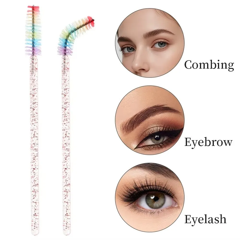 

50Pcs Crystal Eyelash Brush Microbrush Cosmetics Tool Eyelash Brushes Eyelashes Extension Spoolie Rainbow Color