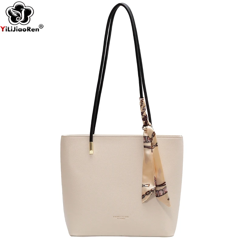 Large Tote Bags for Women Top-handle Bags Fashion Ribbons Ladies Purses and Handbags High Quality Leather Shoulder Bag Female