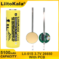 1-5PCS Liitokala LII-51S 26650 8A Power Rechargeable Lithium Battery 26650A 3.7V 5100mA Suitable For Flashlight（PCB Protection