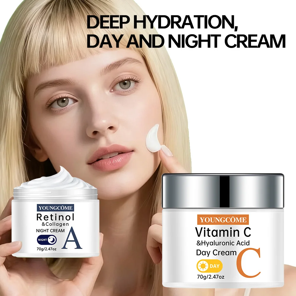 مجموعة كريم تونر للوجه من فيتامين C، كريم وجه ناعم، كريم نهاري مرطب، تقليص المسام، منتجات العناية بالبشرة #4