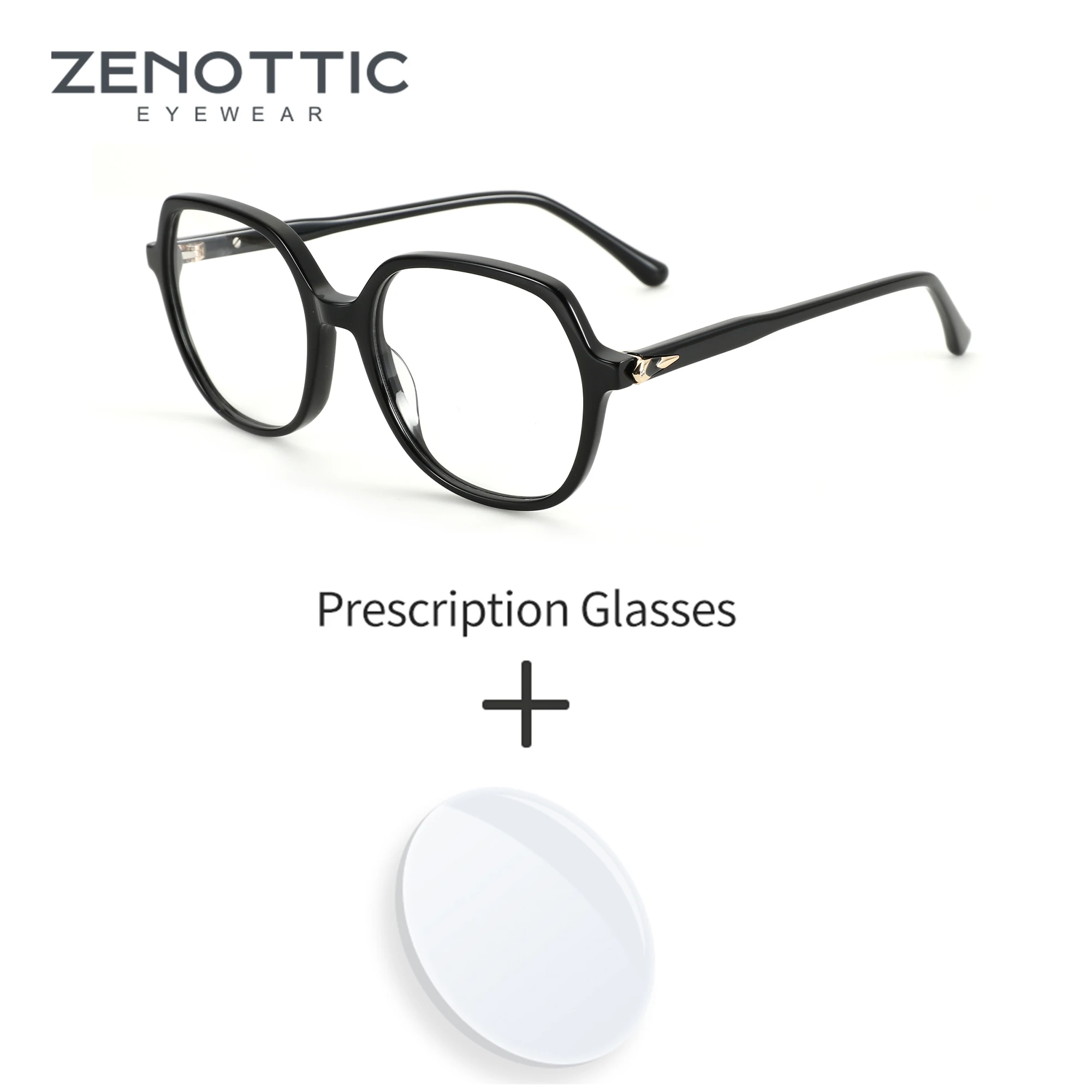 

ZENOTTIC Popular Acetate Prescription Glasses Women Square Full Rim Optical Eyewear Myopia Hyperopia Progressive Anti-Blu-ray