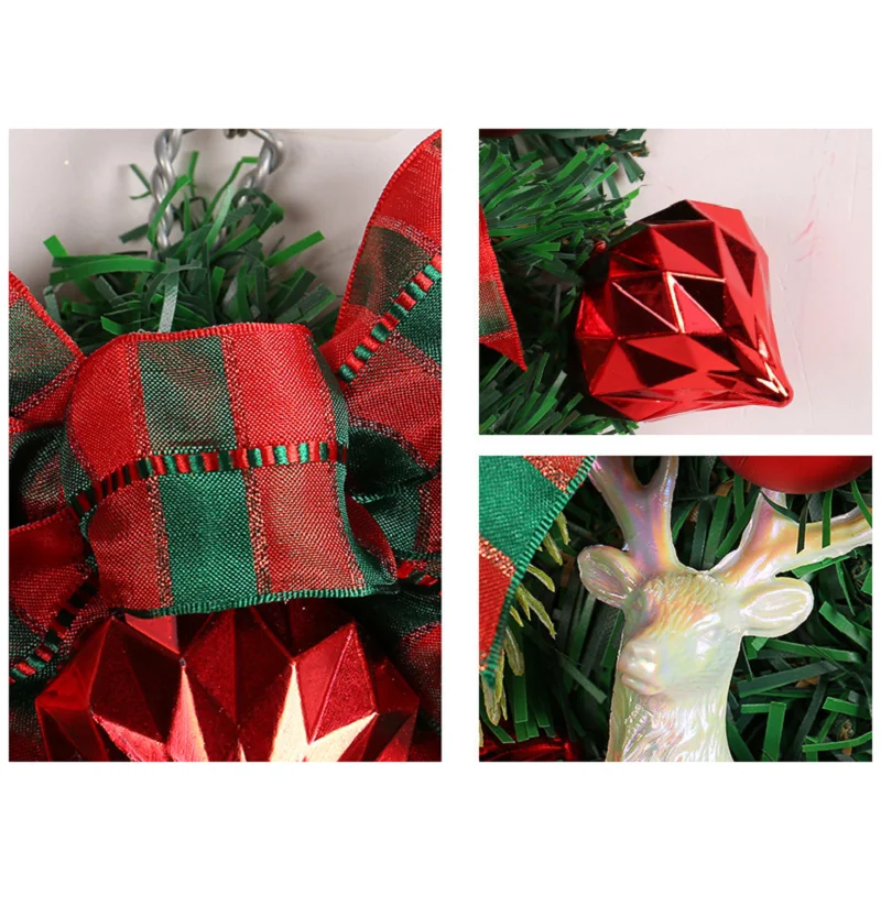 Christmas Wreath Seasonal Outdoor Wreath Door Hanging Ornament Wire Elk Tree Decoration For Patio Courtyard Christmas Party - Image 2