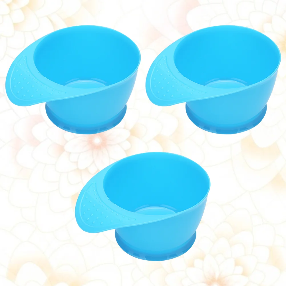 3pcs in One Bag Hair Tinting Bowl Portable Hair Coloring Bowl Dyeing Scale Bowl for Home Salon(Blue)