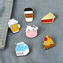 Milk coffee pizza beer styling Enamel Brooch Shape Lapel Pin Metal Badge Pins Accessories Women Men Button Pins Prop