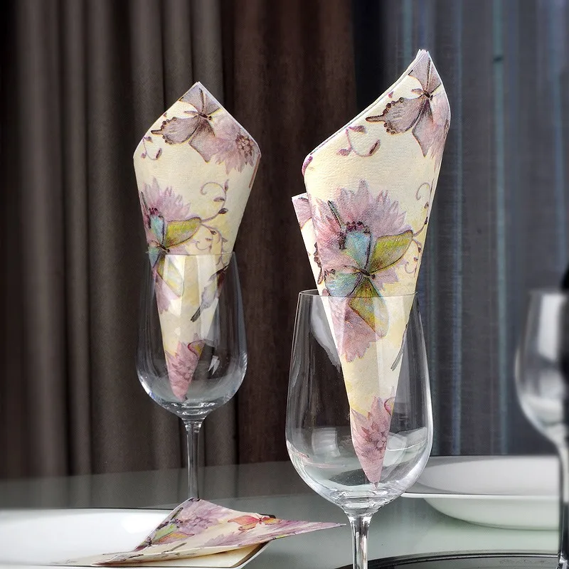 20Pcs/Bag Napkins Paper Butterfly Decoupage Napkin Paper Tissue for Xmas Wedding Decor Party Table Supplies